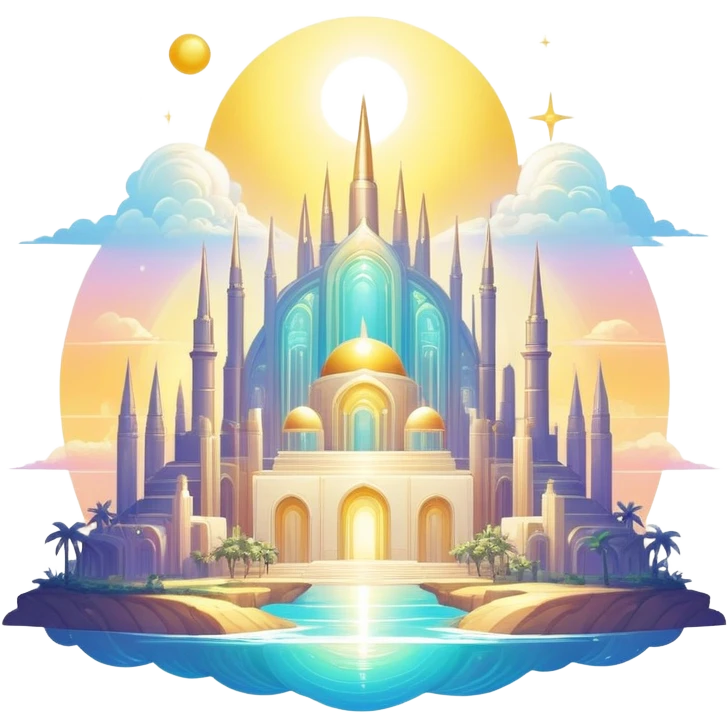 Epic divine complex detailed iridescent gradients white golden bright light solarpunk sunny aesthetic-scenery emoji