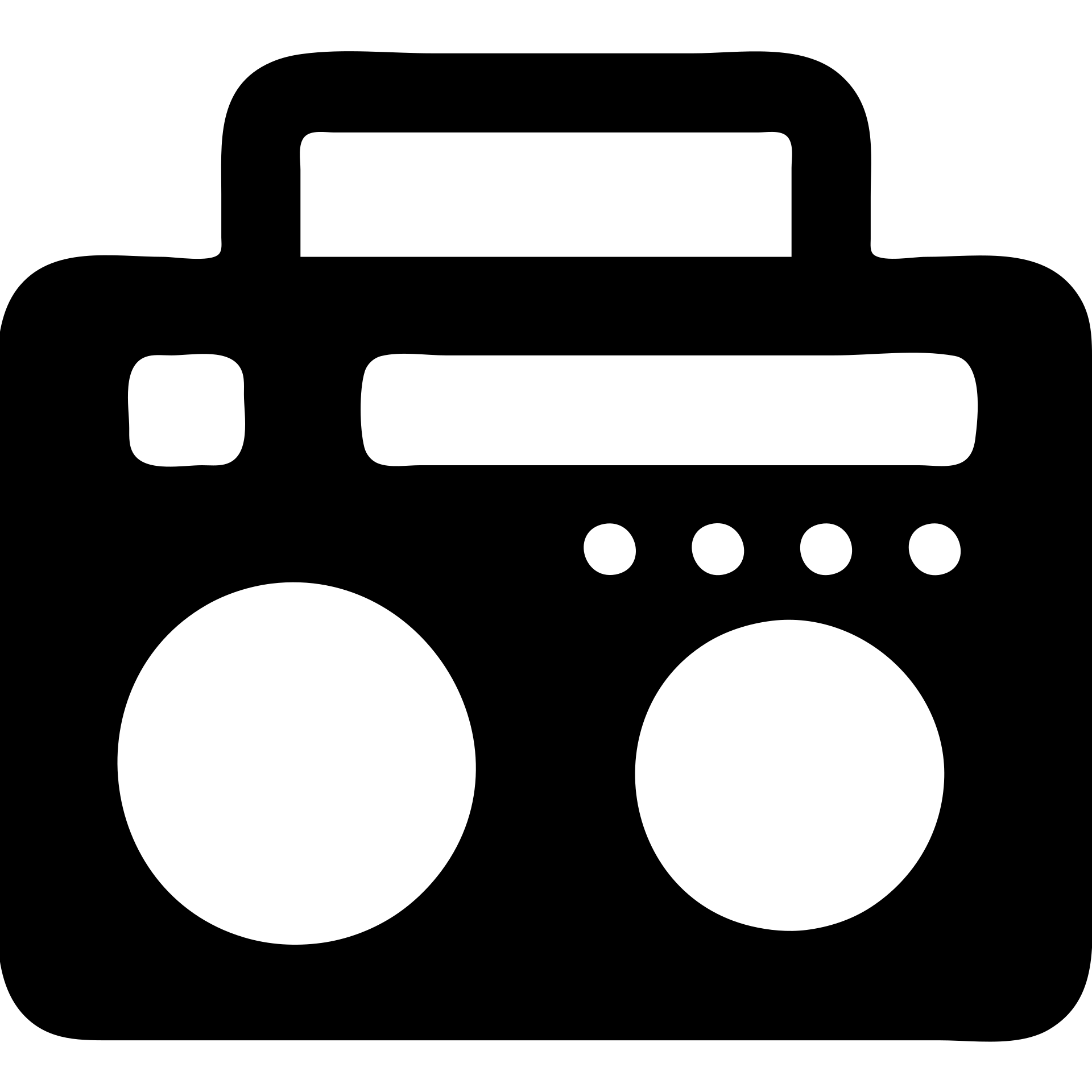 A boombox in a black filled icon style, with a modern design. emoji