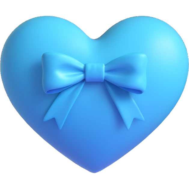 light blue heart with a bow, 3D emoji style emoji