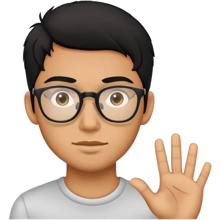 Young black-haired man with small glasses emoji