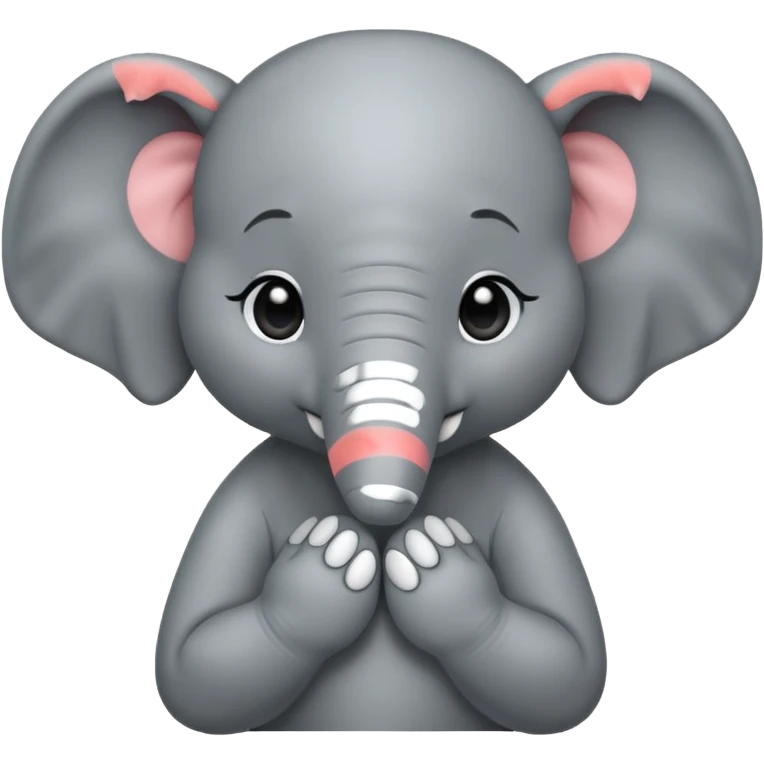 adorable elephant, hands clasped, teary-eyed emoji