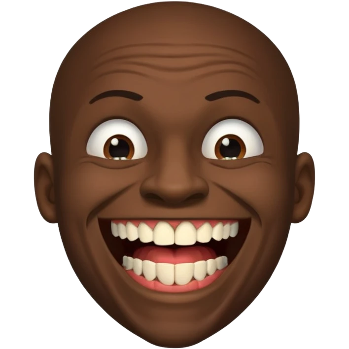 A black habshi man with ugly crooked broken teeth laughing emoji