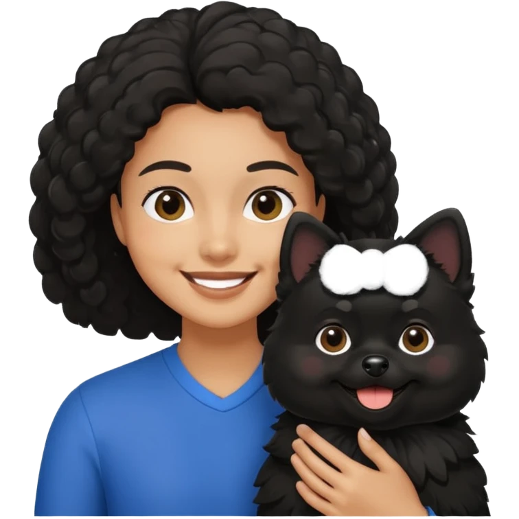 Black Pomeranian with mixed race owner  emoji