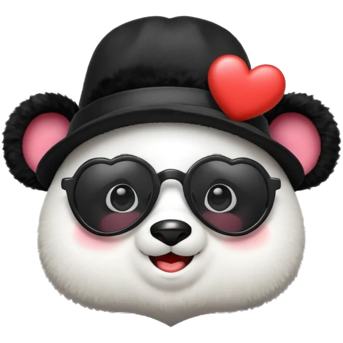 panda with a big hat and heart glasses  emoji