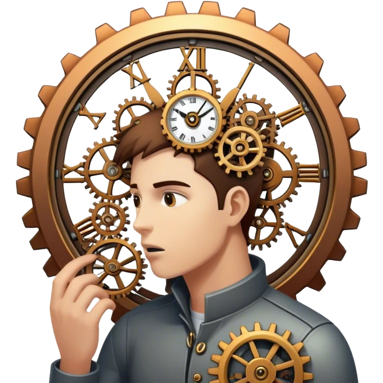 a person being eaten by a clock emoji