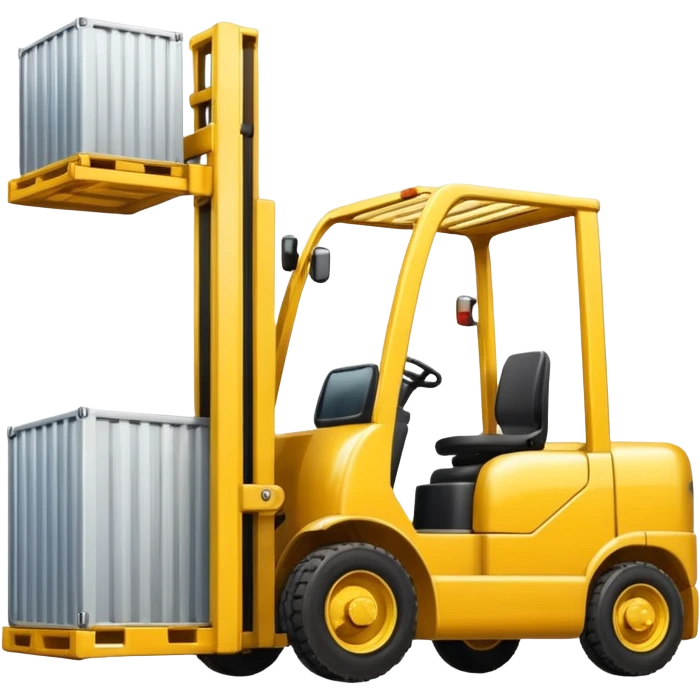 un muletto che scarica un camion usando cucchiaini  emoji