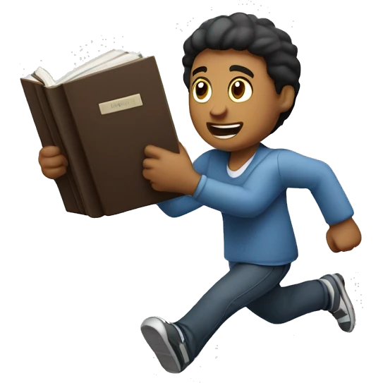 a man who is holding a book while he is running emoji