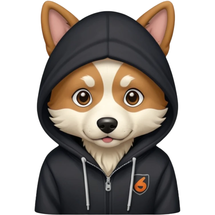 Dog wearing a Sasuke hoodie emoji