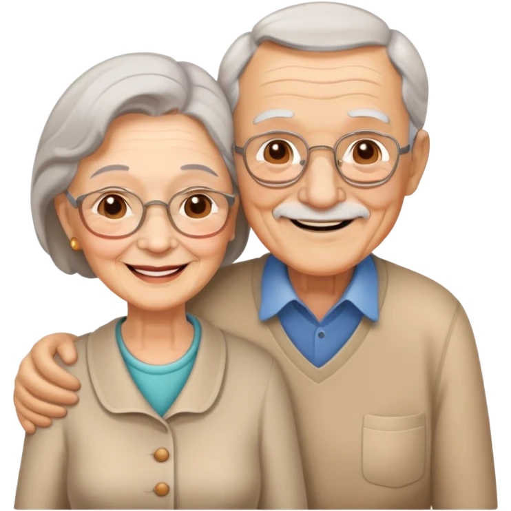 elderly couple smiling, grandparents emoji