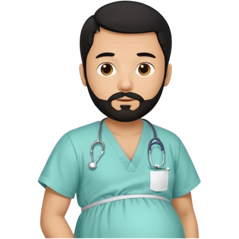 pregnant man with black beard and hair, side view emoji