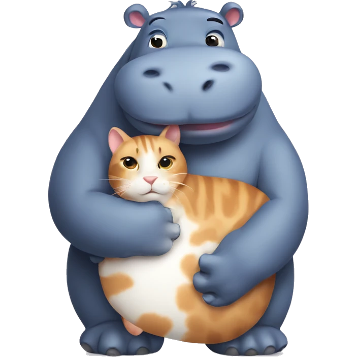 a hippo who is hugging a cat  emoji