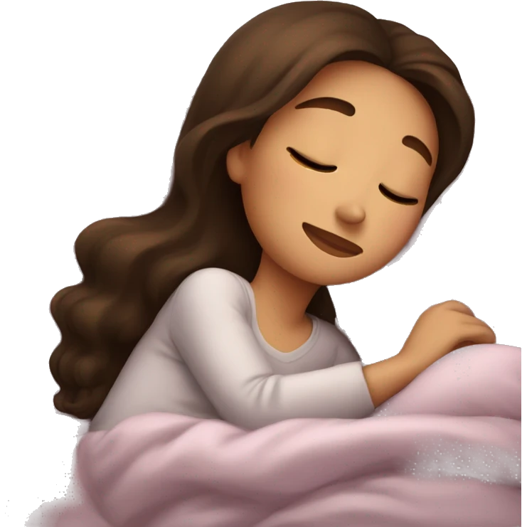 brunette girl sleeping cozy emoji