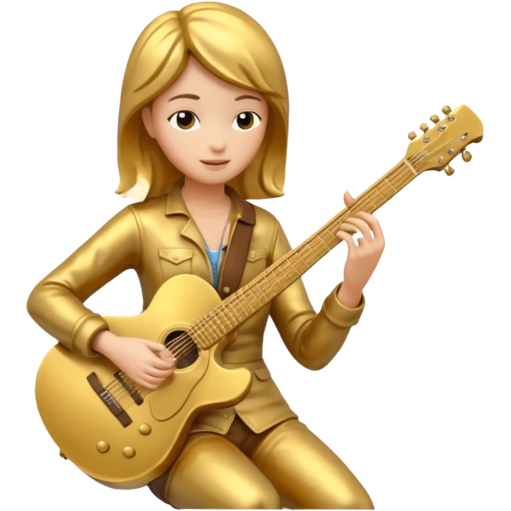 fully golden statue female guitarist emoji