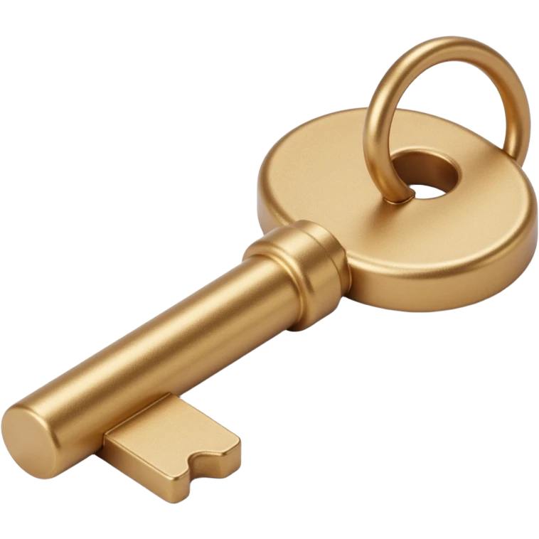 realistic metallic key, detailed and shiny, skeuomorphism icon style emoji