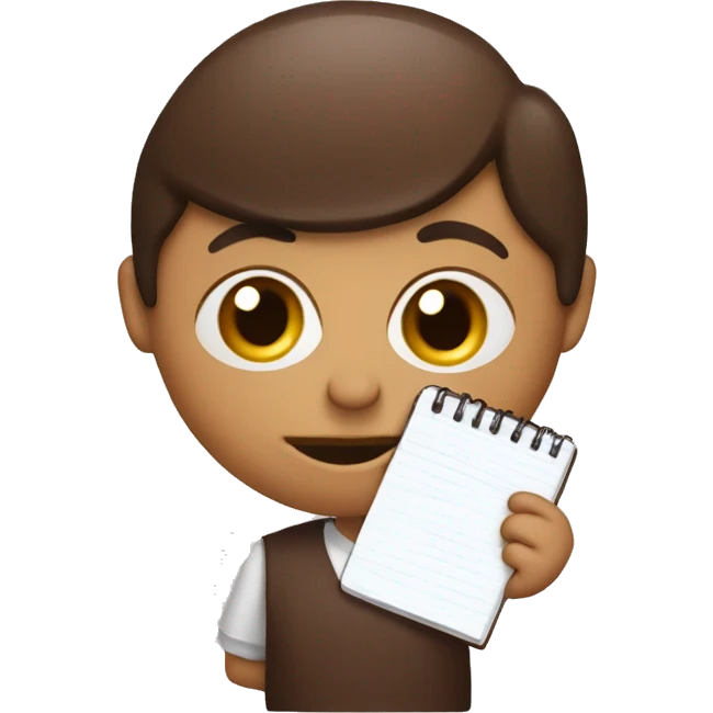 Create an animated, oval-shaped chocolate truffle with expressive eyes, holding a notebook and ready to take an order! emoji