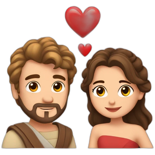 Rey y Reina enamorados con corazones emoji