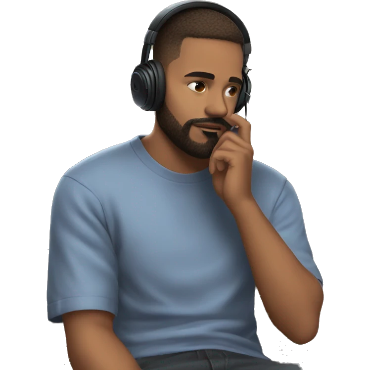 man with phone and headphones emoji