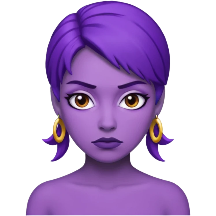 emoji of a racially ambiguous woman, who looks serious. no skin color please. use a color. emoji