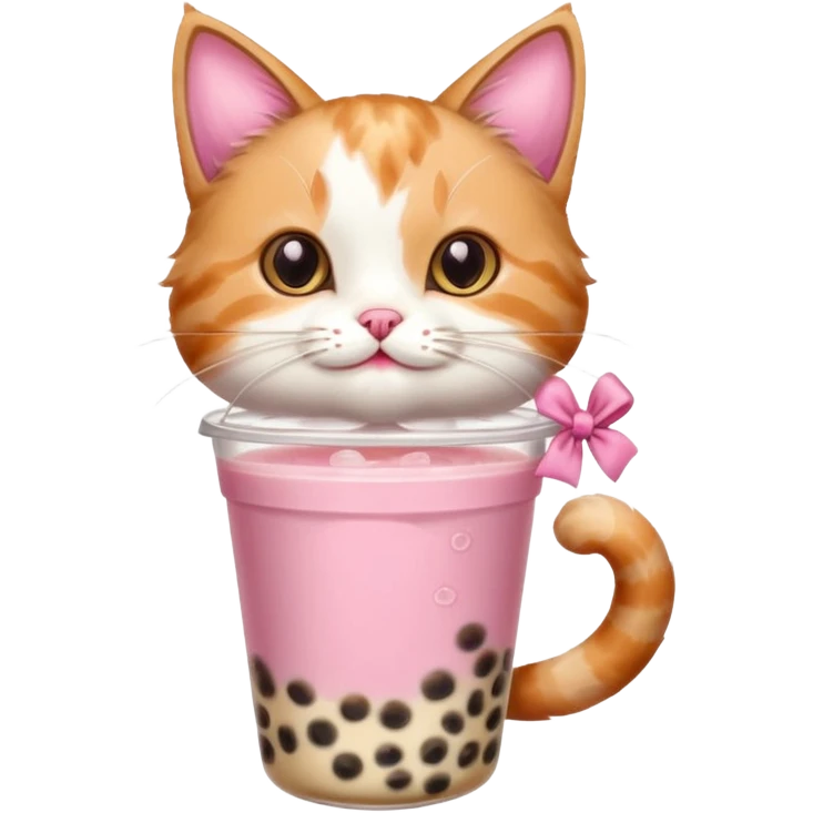 cat drinks bubble tea emoji