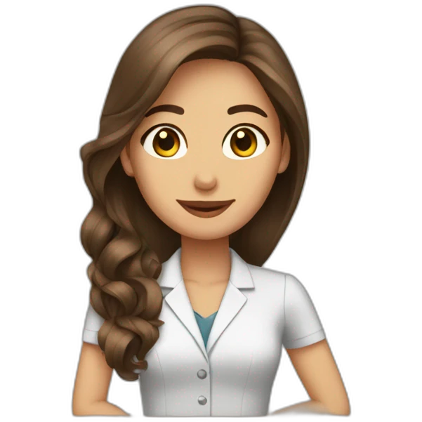 receptionist desk brown hair with flowers emoji