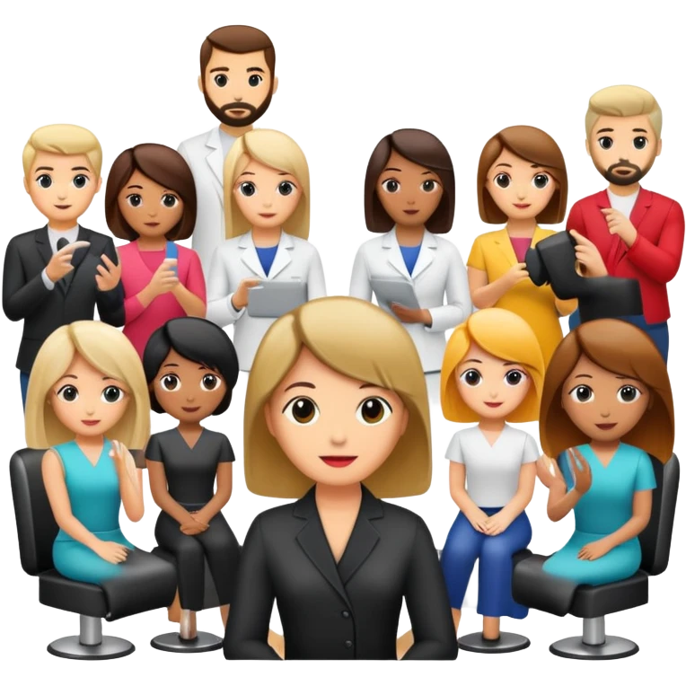 hair salon seminar with presenter and audience emoji