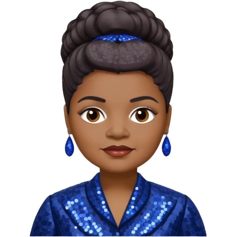 Ida B Wells with dark brown hair, indigo sequin outfit  emoji