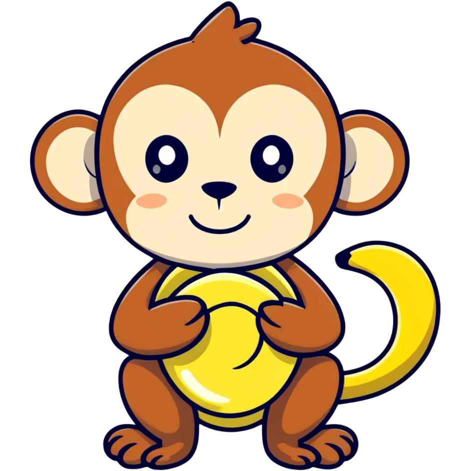 Cute monkey with banana  emoji