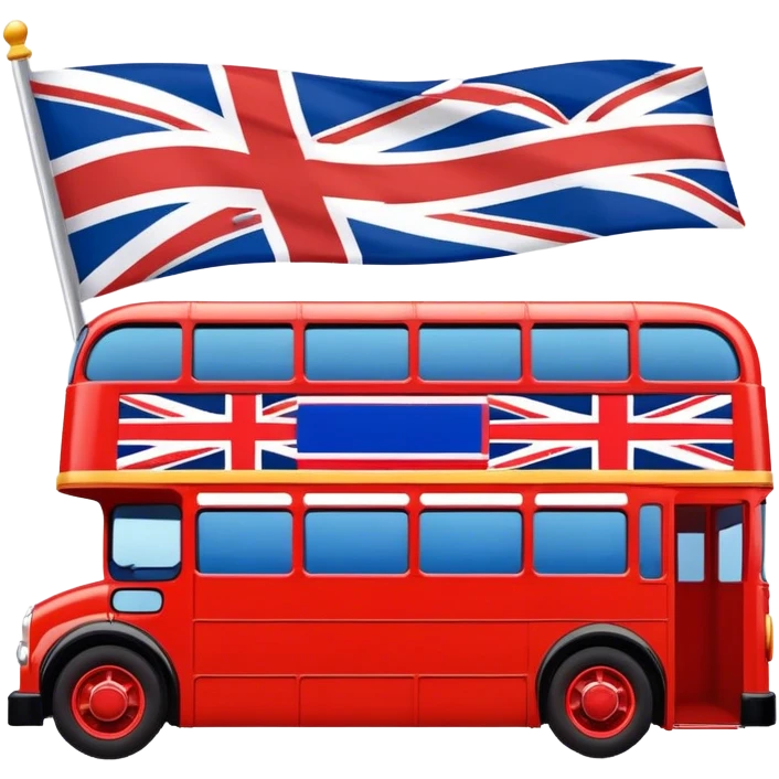Union Jack flag, double decker bus, spice girls emoji