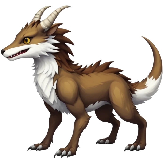 Sergal-Vernid-hybrid-animal-creature, full body, 4 legs, horned emoji