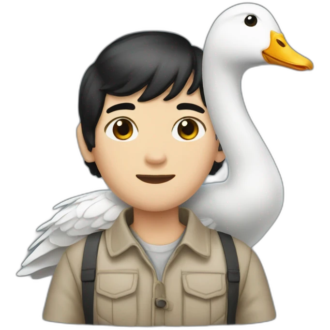 white goose keeper with black hair emoji