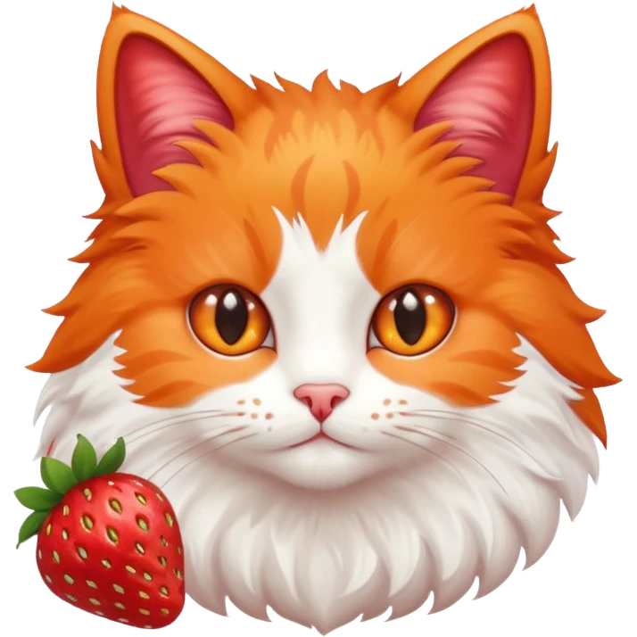 I want a cute cat with strawberries emoji