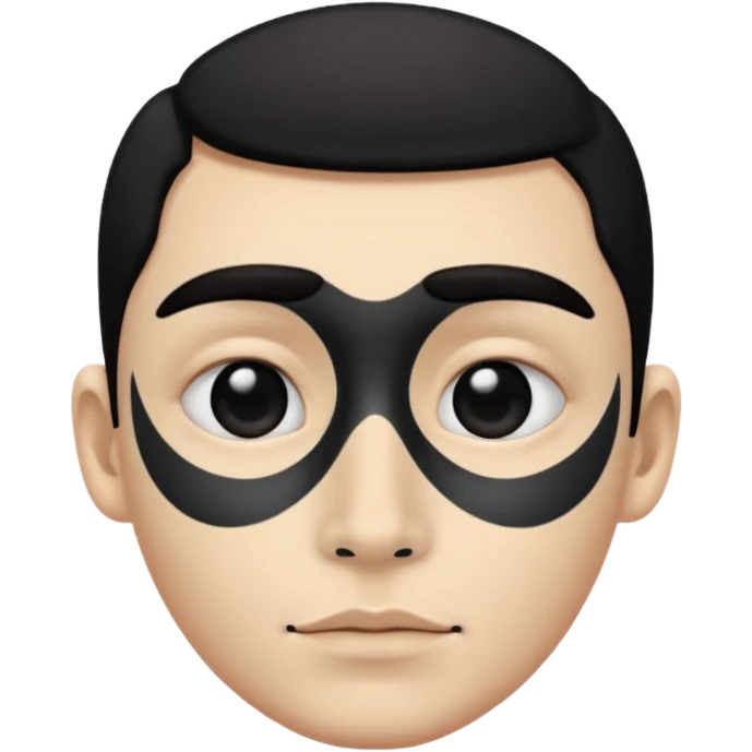 he has all black face but in the middle and nose part is white emoji