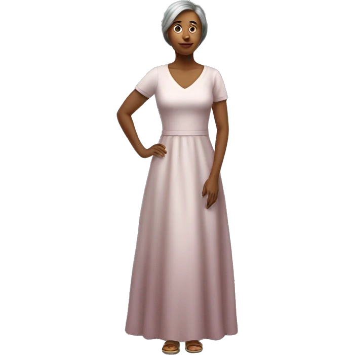 woman years old full length in dress photorealistic serious emoji