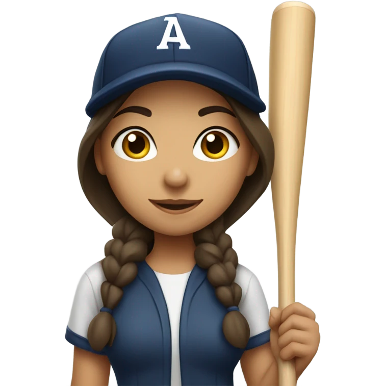 Brunette girl with baseball bat and cap emoji