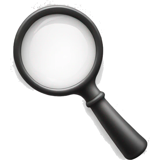 magnifying glasses that looks minimalistic. Back and white.  emoji