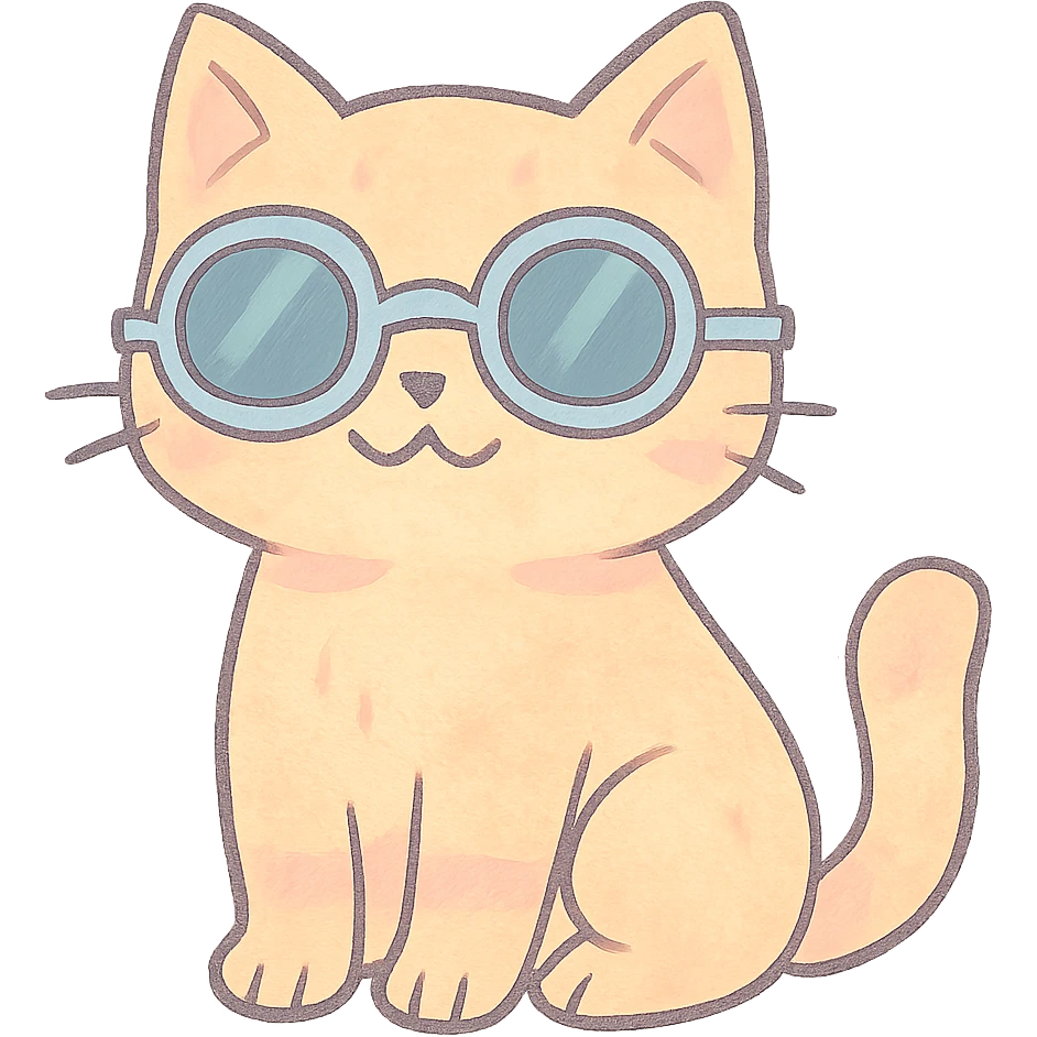 pastel toon style cat wearing sunglasses emoji