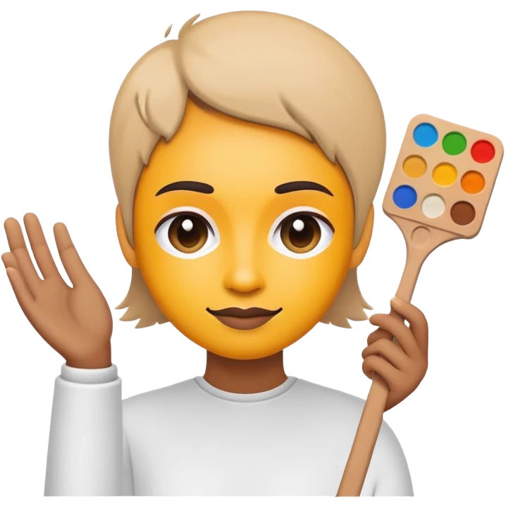 minimalist logo for self2.art, person with palette, emoji style, transformation of selfie into art emoji