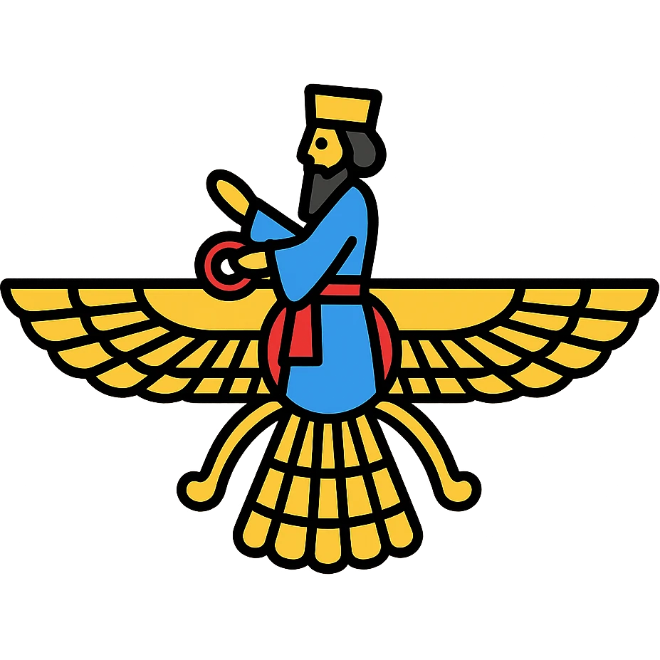 Cyrus the Great foruhar symbol, modern icon style, clean lines, minimalistic, suitable for app icon emoji