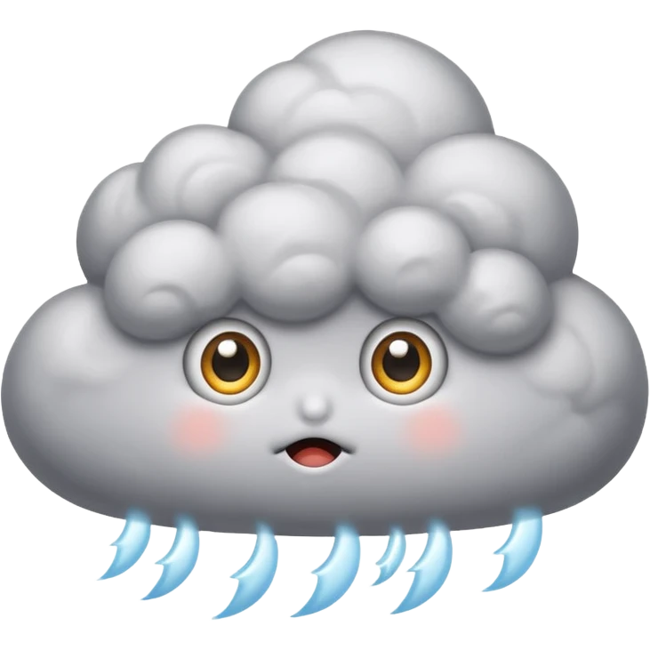 cute Thunderstorm Cloud, eyes, gray emoji