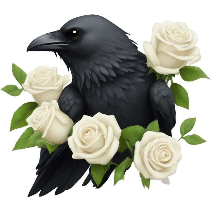 Crow with white roses emoji