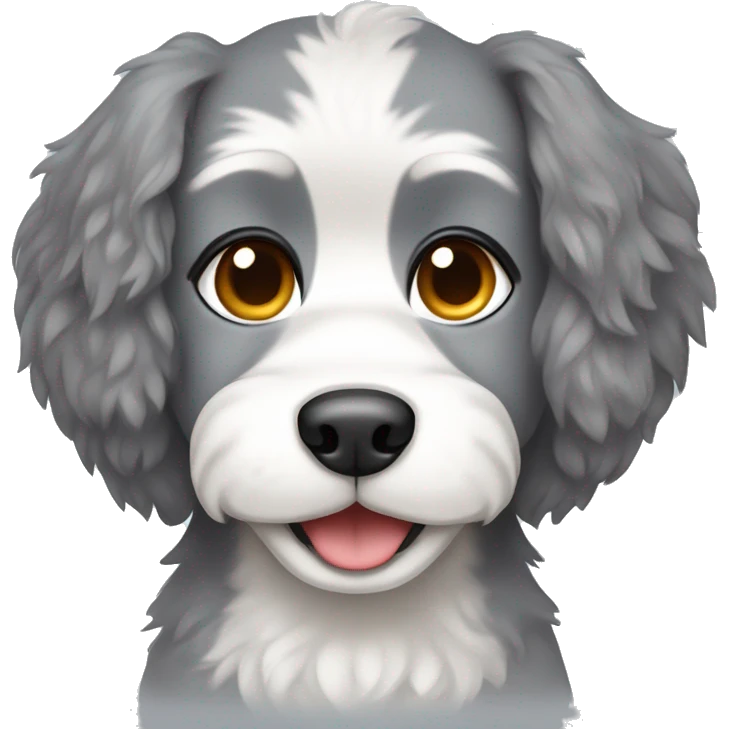 Husky poodle dog floppy ears grey and white with mustache emoji