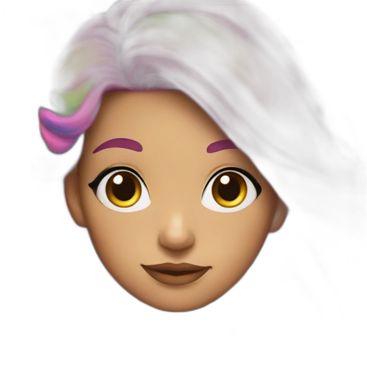 ella with rainbow hair emoji