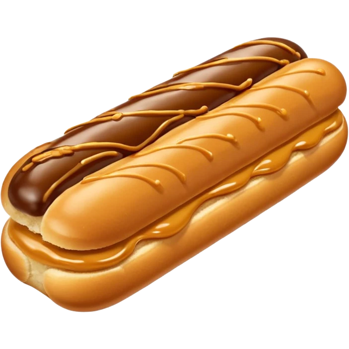  realistic éclair with topping of butterscotch melting  emoji