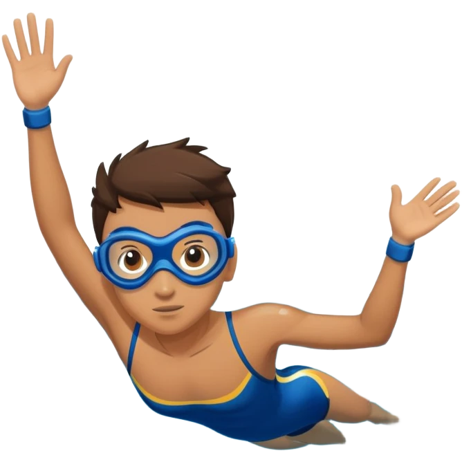 determined pool diver dives into a pool of confidence blue water underneath water water determined look emoji