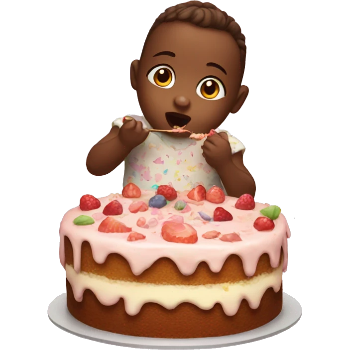 Baby eating giant cake emoji