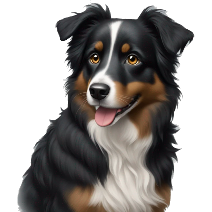 Small black australian shepherd dog painting emoji