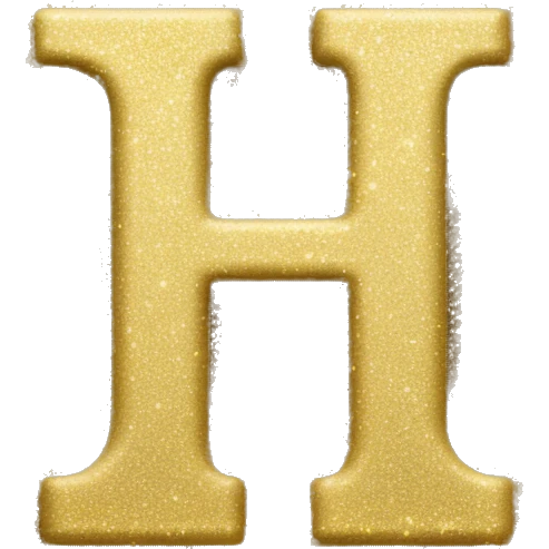 The letter H in gold glitter emoji