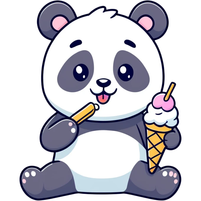 Panda eating ice cream emoji
