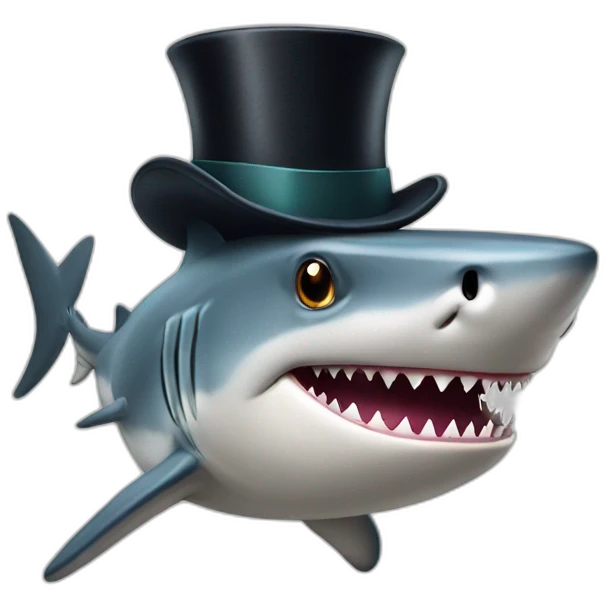 Shark with a top hat emoji