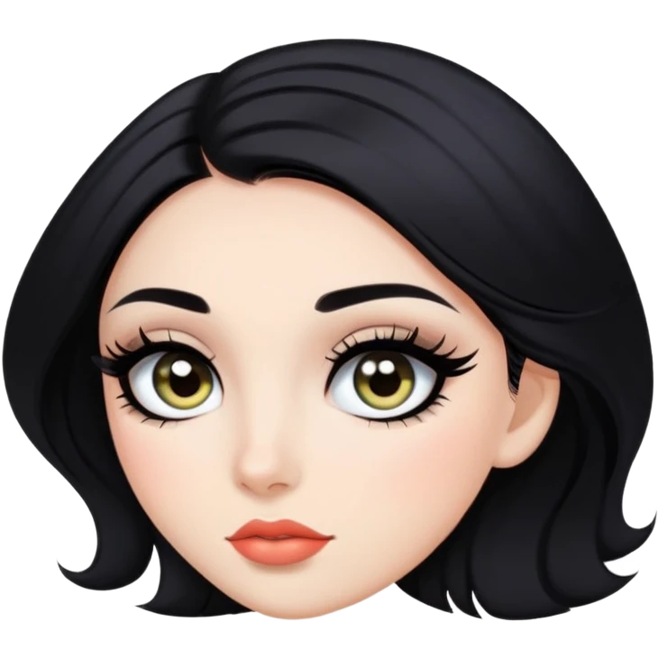 pretty girl with black hair, fair skin, makeup, and eyeliner emoji